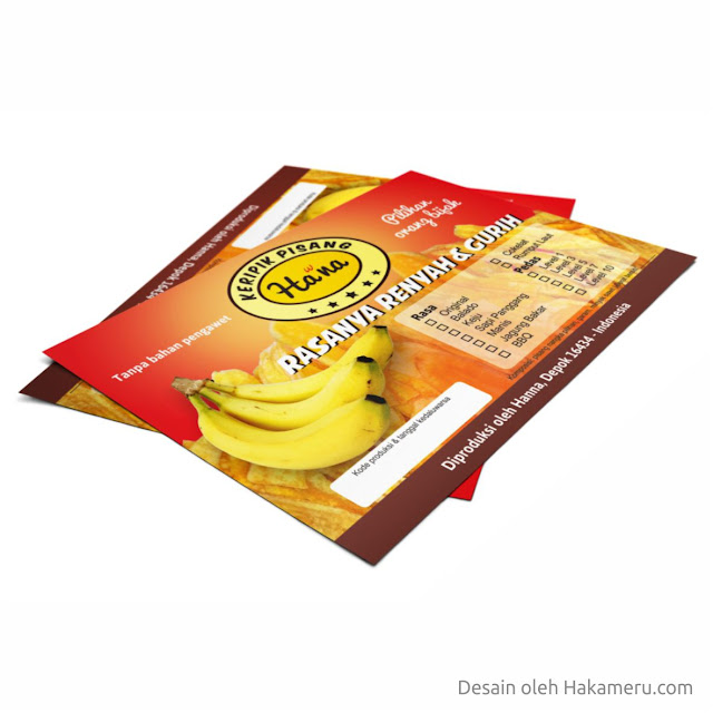 Desain stiker label kemasan produk keripik pisang untuk UKM UMKM IKM