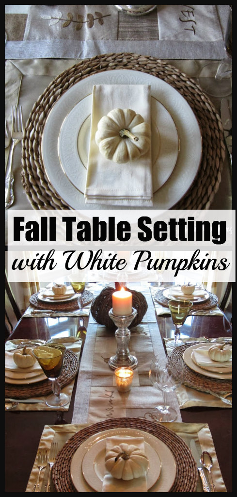 Fall Table Setting with White Pumpkins