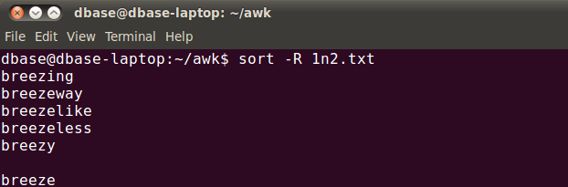 linux random sort command