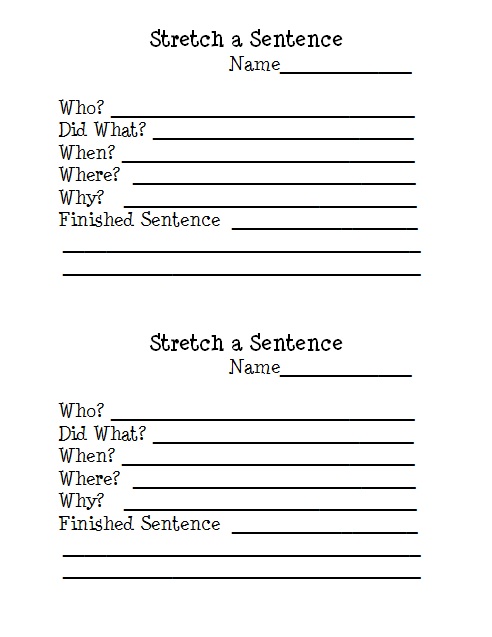 Stretch A Sentence Worksheet For Grade 2