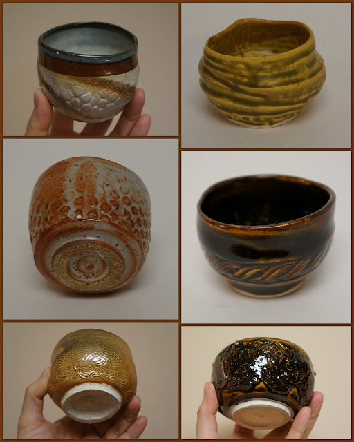 Beautiful ceramic guinomi (sake) or yunomi (tea) cups by Lily L.