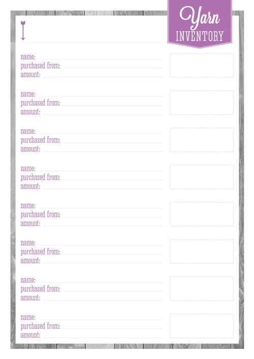 Free Printable Yarn Inventory Organizer