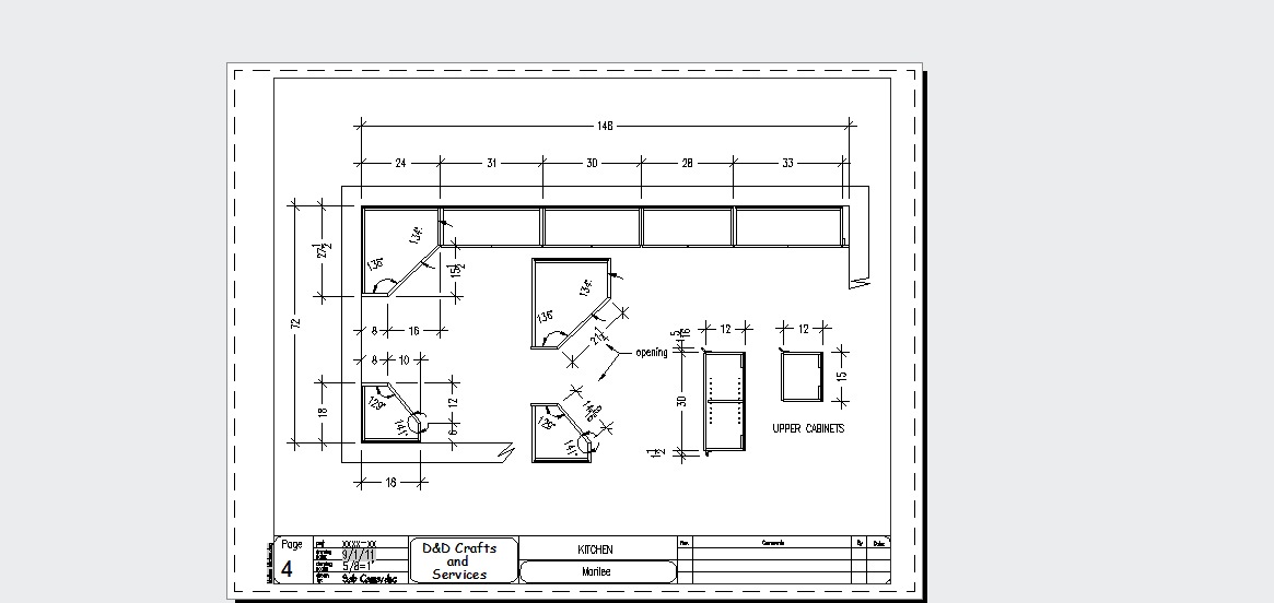 autocad drafting and design: kitchen sample