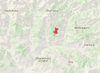 Earthquake epicenter map of Bajhang, Nepal