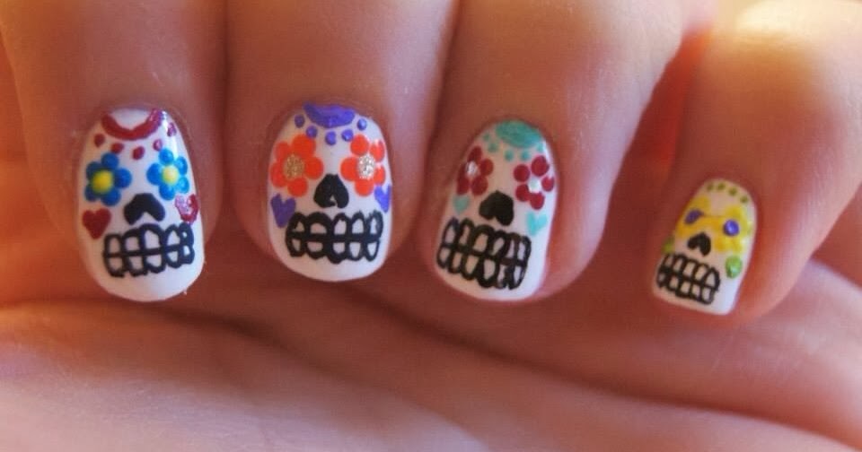 Halloween Sugar Skull Nail Art Notd Barely There Beauty A Lifestyle Blog From The Home Counties
