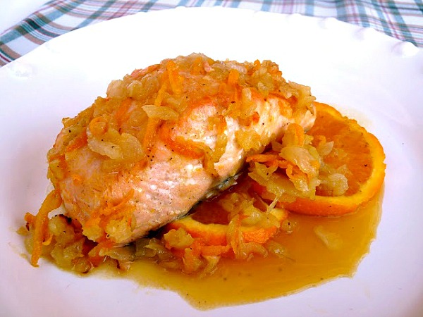 Receta de salmón al horno con naranja y miel