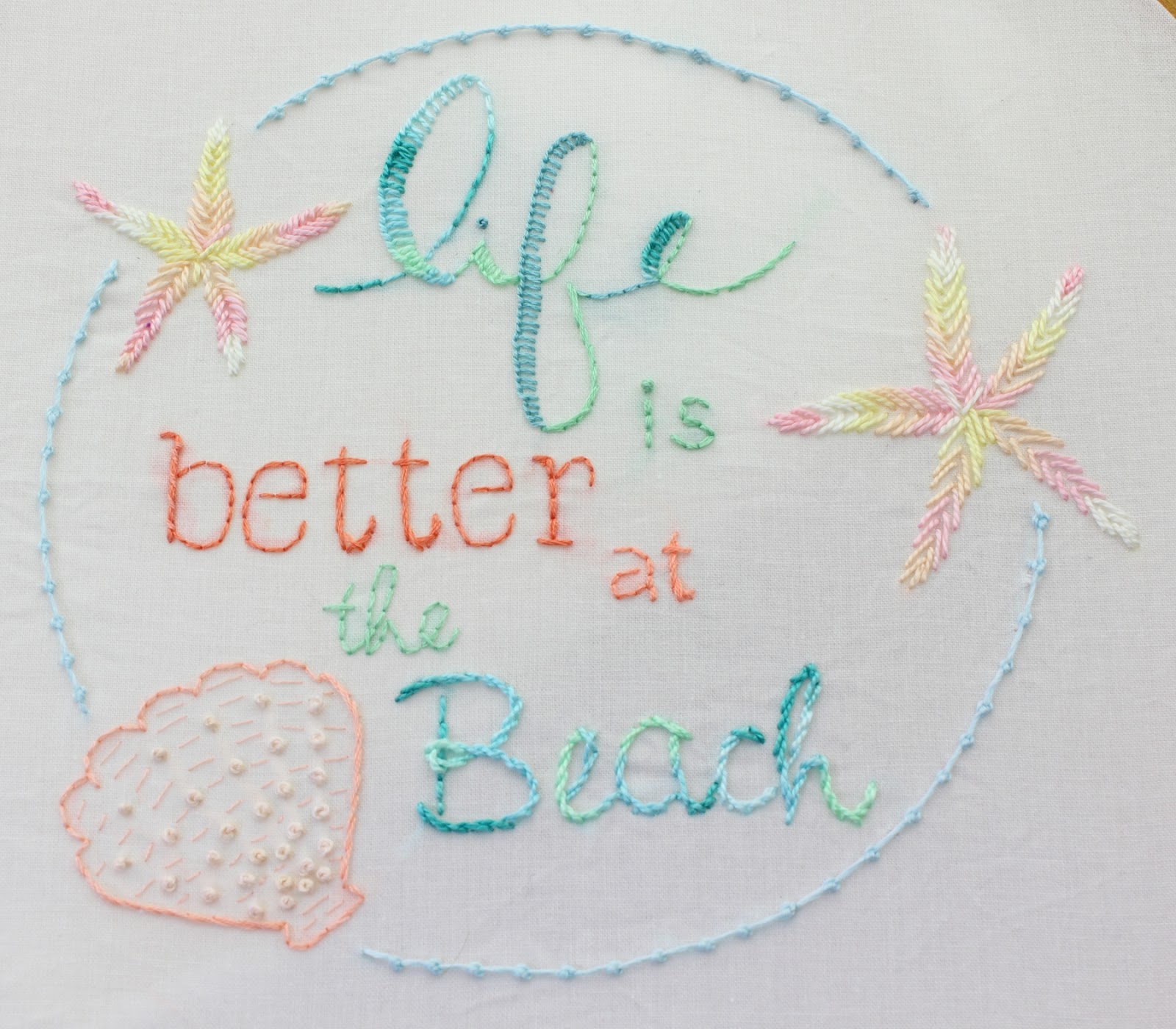 big B Life Is Better At The Beach Embroidery Project