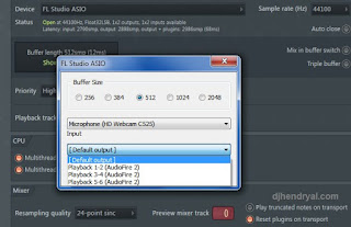 Pengaturan asio fl 12 untuk rekaman