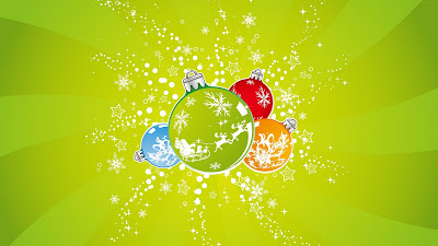 Groene achtergrond met Kerstballen en sterretjes