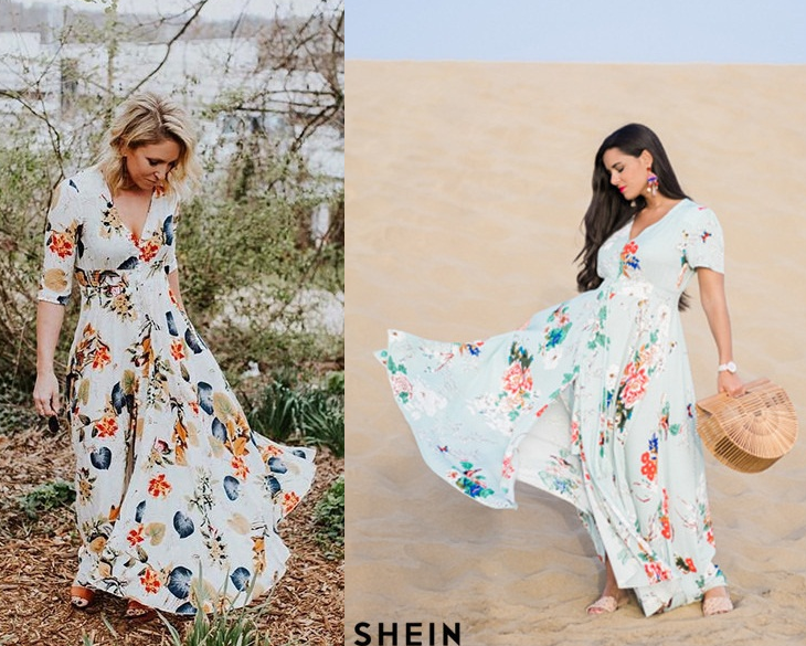 vestido longo floral fundo branco