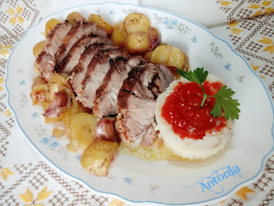 {{}} Lomo Asado Y Relleno Acompañado De Verduras Y Arroz A La Cubana {{}}
