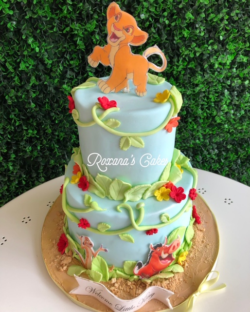 Baking with Roxana's Cakes Baby Shower Cake Lion King Themed
