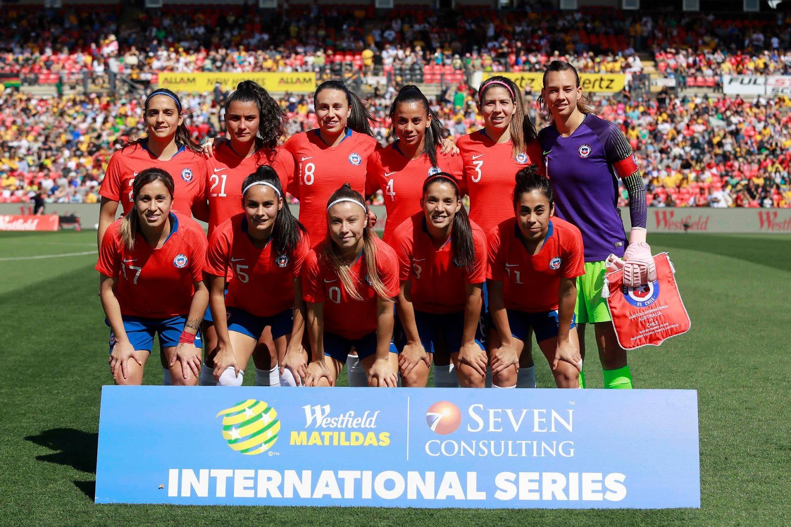Formación de selección femenina de Chile ante Australia, amistoso disputado el 10 de noviembre de 2018