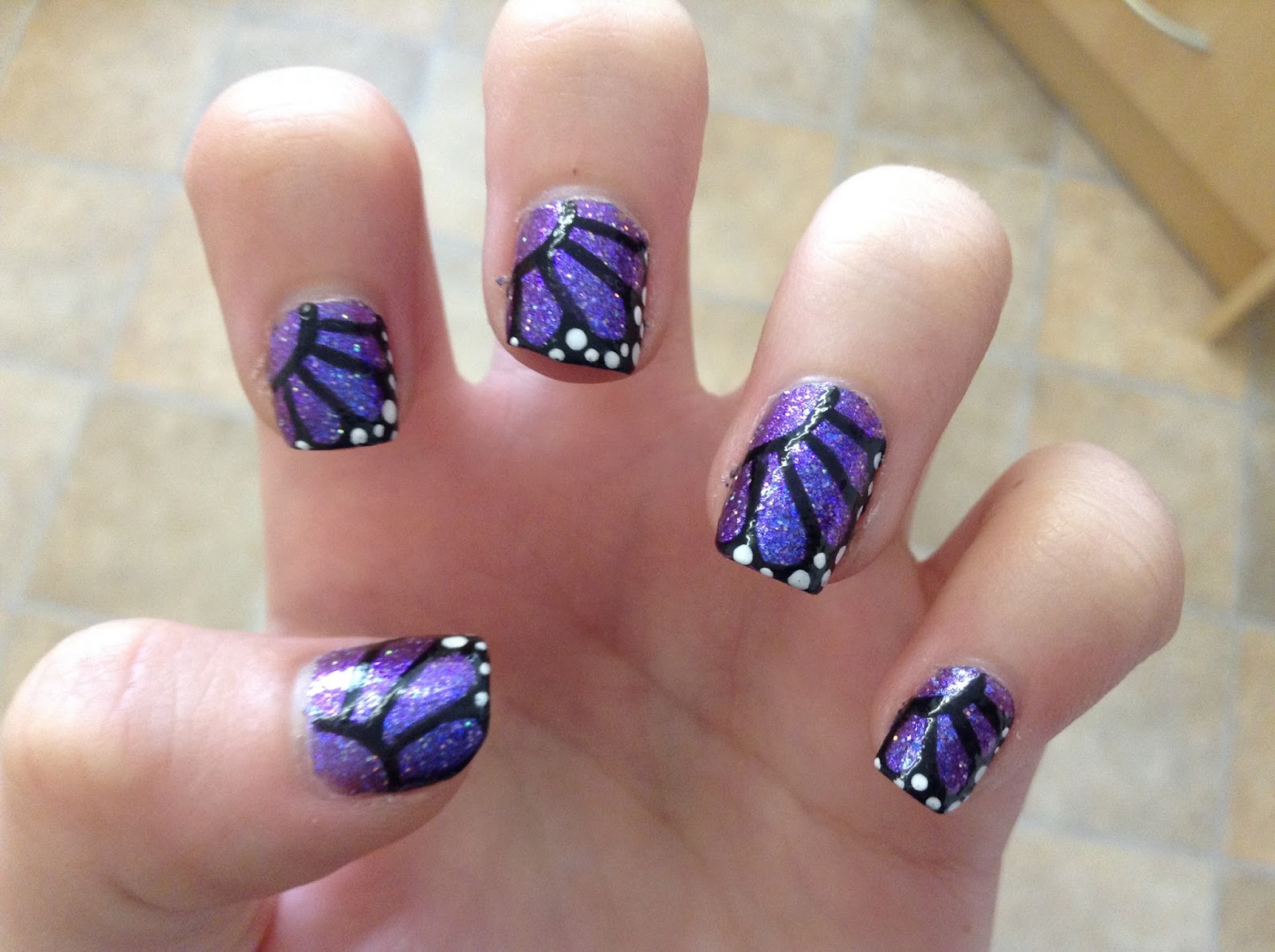Butterfly Nail Designs with Glitter - wide 4