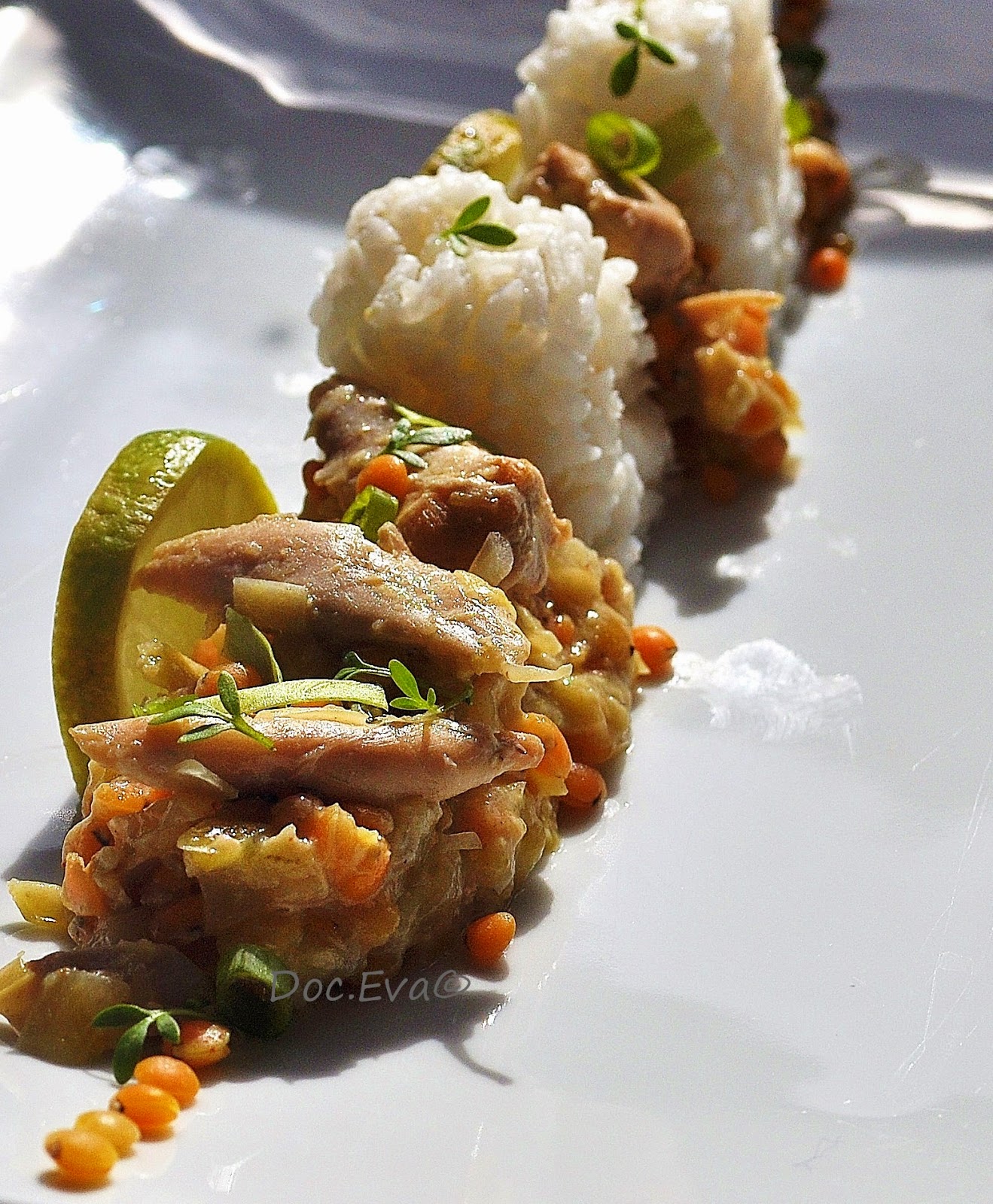 Hühnertopf mit roten Linsen, Thaistyle