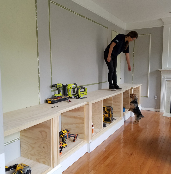 Family Room Builtin The Countertop and Base Trim