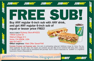 Free Printable Subway Coupons Free Printable Subway Coupons