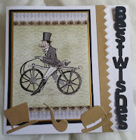 Vintage gentleman on bicycle 7" square card - Best Wishes Vintage gentleman on bicycle 7" square card - Best Wishes