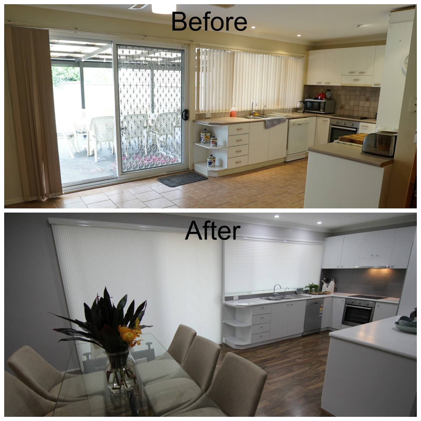 A modern palette of grey on the walls and bold tones in the bedrooms brought the interior up to date and luxaflex duette shades in literise operating