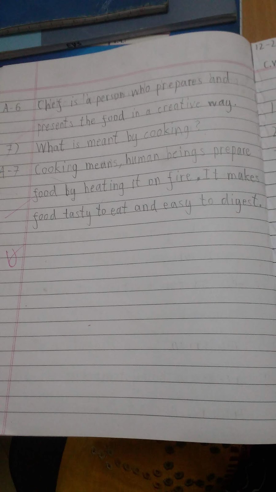 Class 3 EVS notebook work of chapter 12 Food