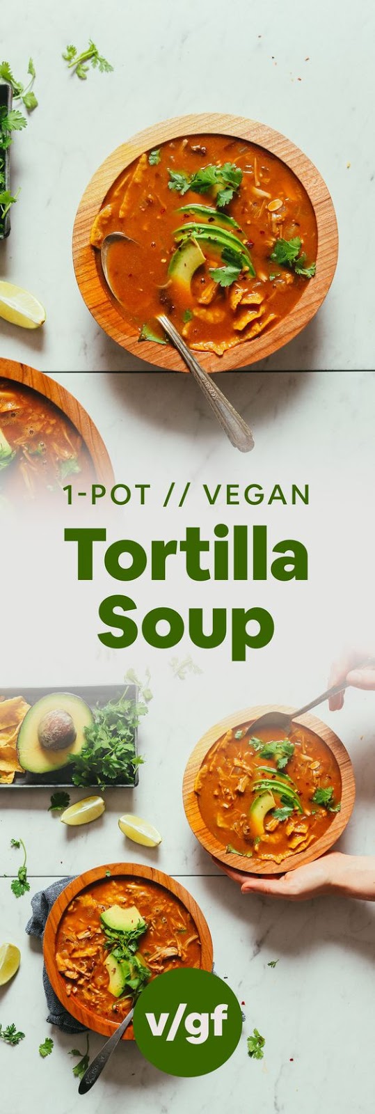 BROTHY Delicious Vegan Tortilla Soup with Jackfruit! 10 ingredients, BIG flavor, so satisfying! #dinner #mexican #tortilla #vegan #soup #minimalistbaker