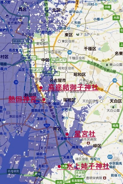 Travelog Jpn 熱田神宮摂社 高座結御子神社 と 古の名古屋地形図