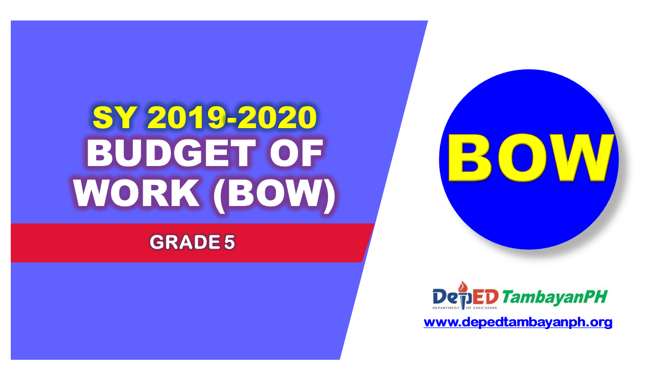 Grade 6 budget of work with dll for sy 2019 2020 deped tambayan ph