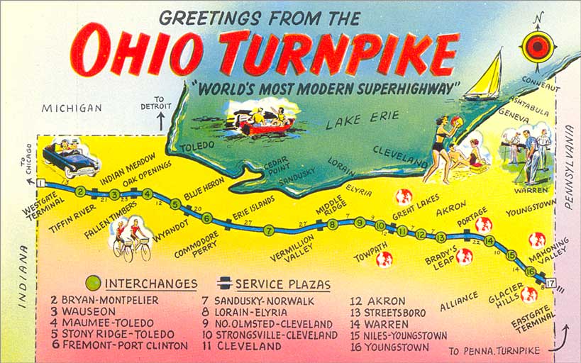 *Postcard Gems: Ohio Turnpike Map