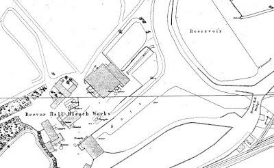 A map snip showing an older scene, just the bleachworks and the canal visible.
