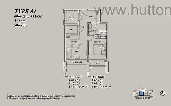 Onze @ Tanjong Pagar 1 Bedroom Floor Plan