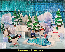 arctic winter theme wonderland playground party christmas decorations polar decorating bedrooms themed decoration alaska bear penguin shindigz snow kit bedding