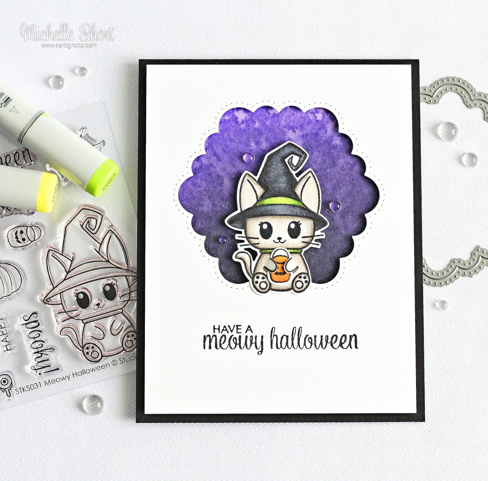 I Started Off By Stamping The Cat And Pumpkin Bucket Bag On To White Cardstock Using Memento Tuxedo Black Ink Coloured Images Copic Markers