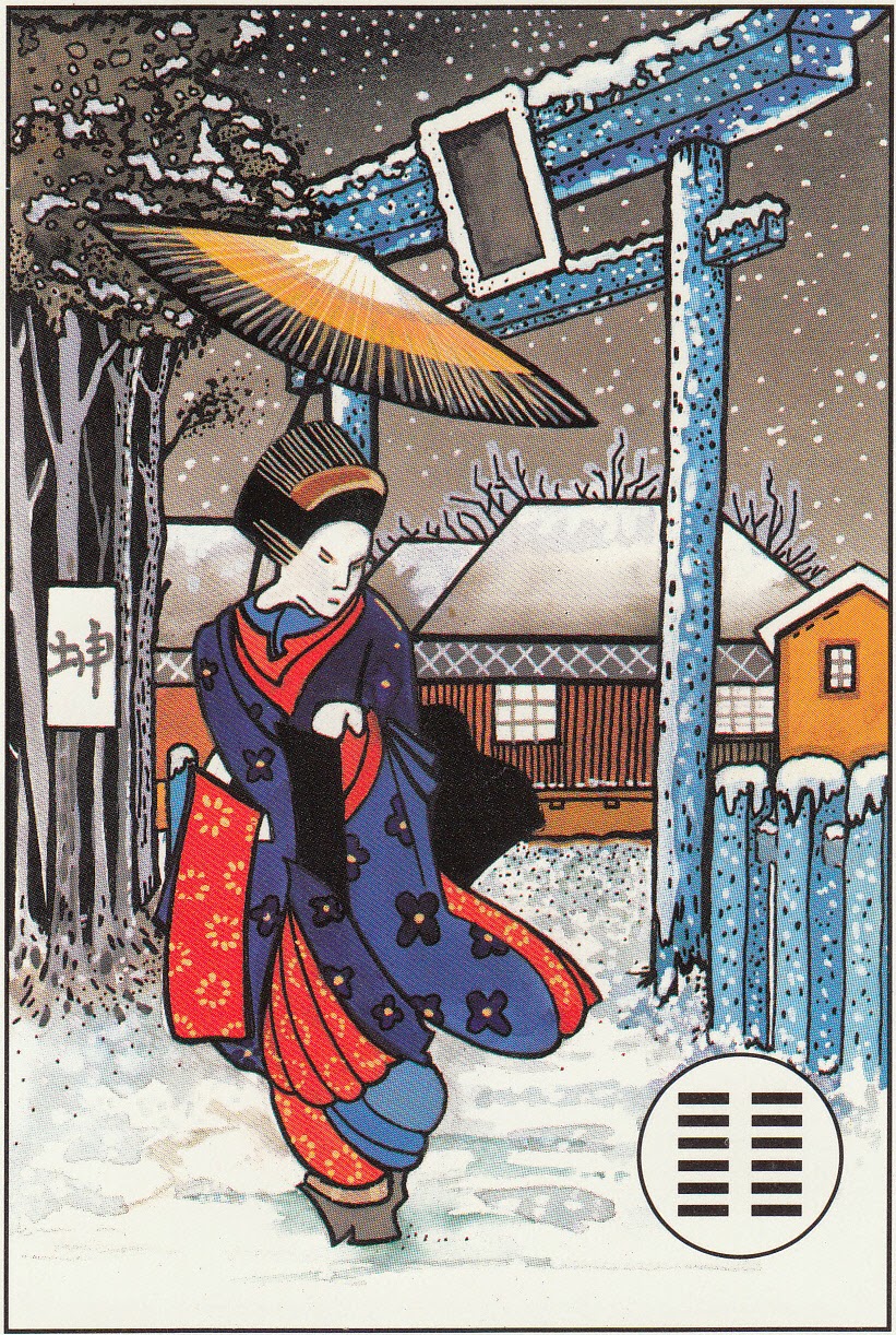 Гексаграмма кунь. Ицзин иллюстрации. Ицзин смирение. Книга перемен Кунь. Гексаграмма Кунь исполнение.