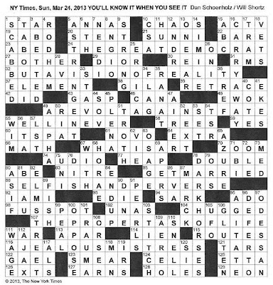 The New York Times Crossword in Gothic: 03 24 13 What Is Art?