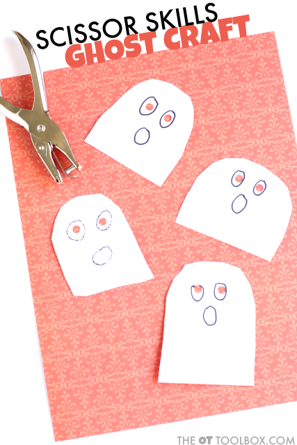 Use this ghost craft to work on scissor skills with kids, the perfect halloween craft for a ghost theme occupational therapy activity that boosts fine motor skills and scissor use including bilateral coordination and the visual motor skills needed for cutting with scissors. Use this ghost craft to work on scissor skills with kids, the perfect halloween craft for a ghost theme occupational therapy activity that boosts fine motor skills and scissor use including bilateral coordination and the visual motor skills needed for cutting with scissors.