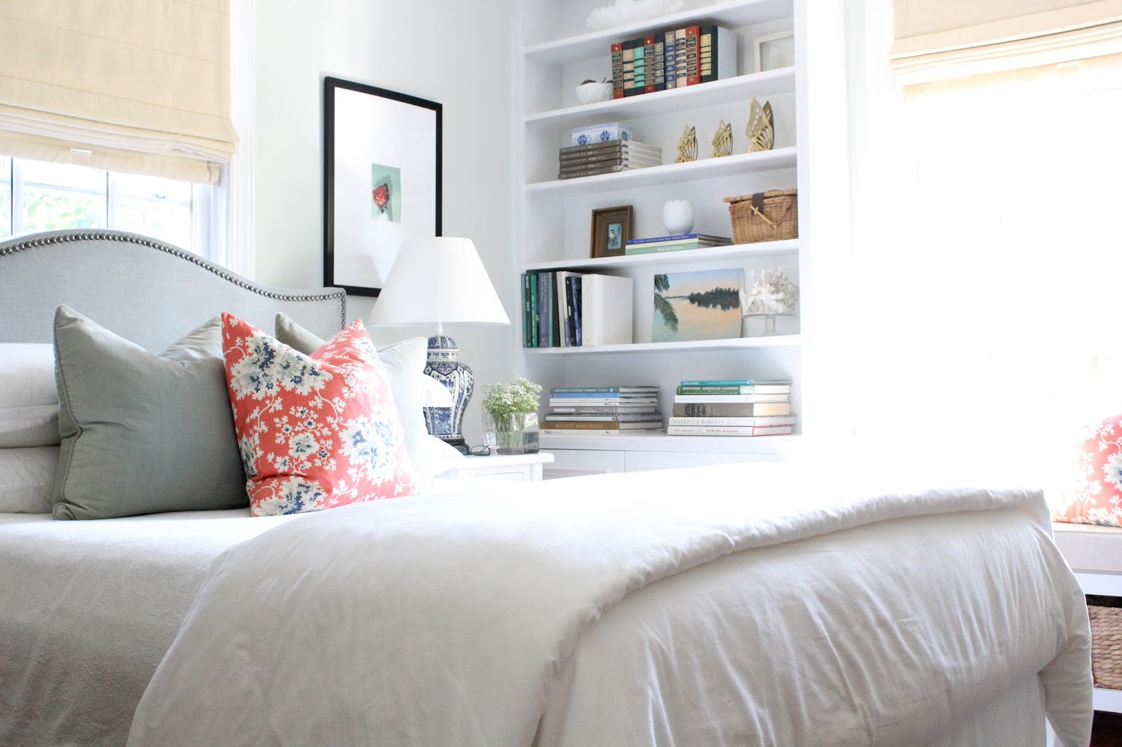 Cottage and Vine Roman Shades in the Master Bedroom