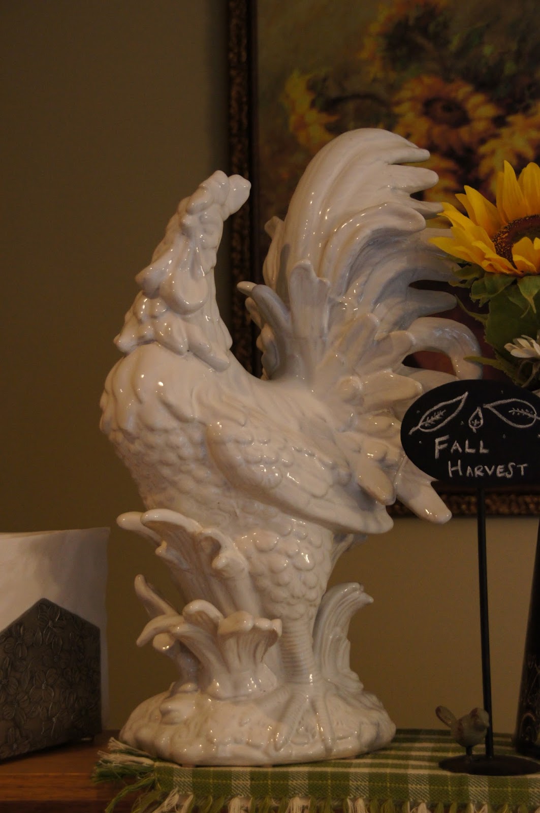 black and white ceramic rooster