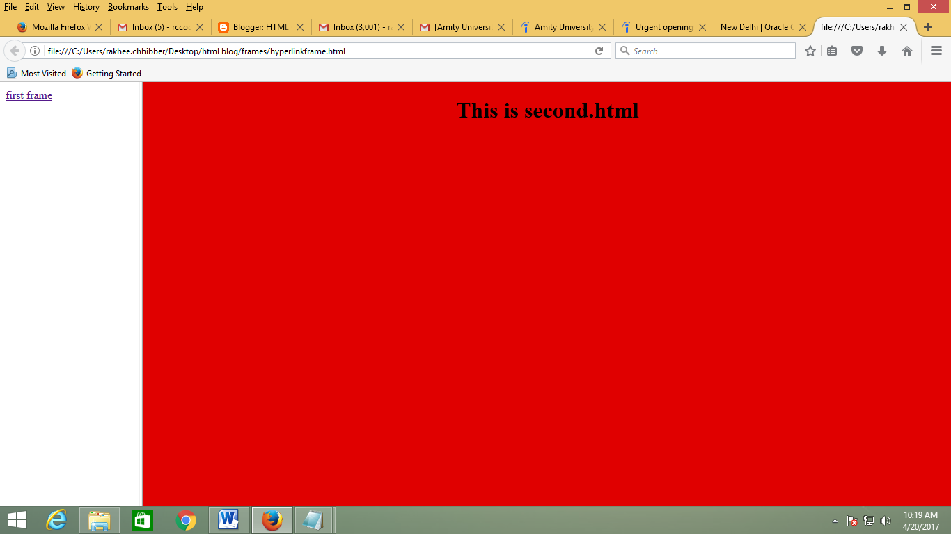 HTML Concepts HTML Frames Dividing Up the Page