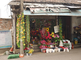 flowers (at least some artificial) for sale at Yanjiatang Lane (晏家塘巷) in Changsha