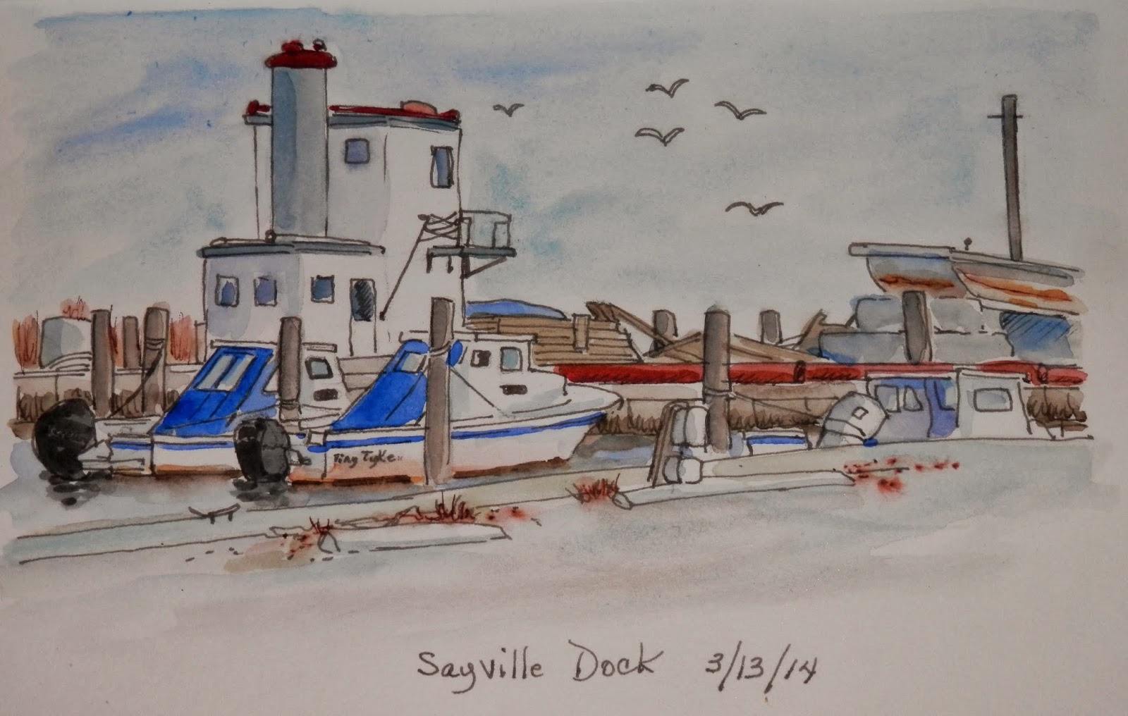 Watercolors by Joan 2 Sayville Dock