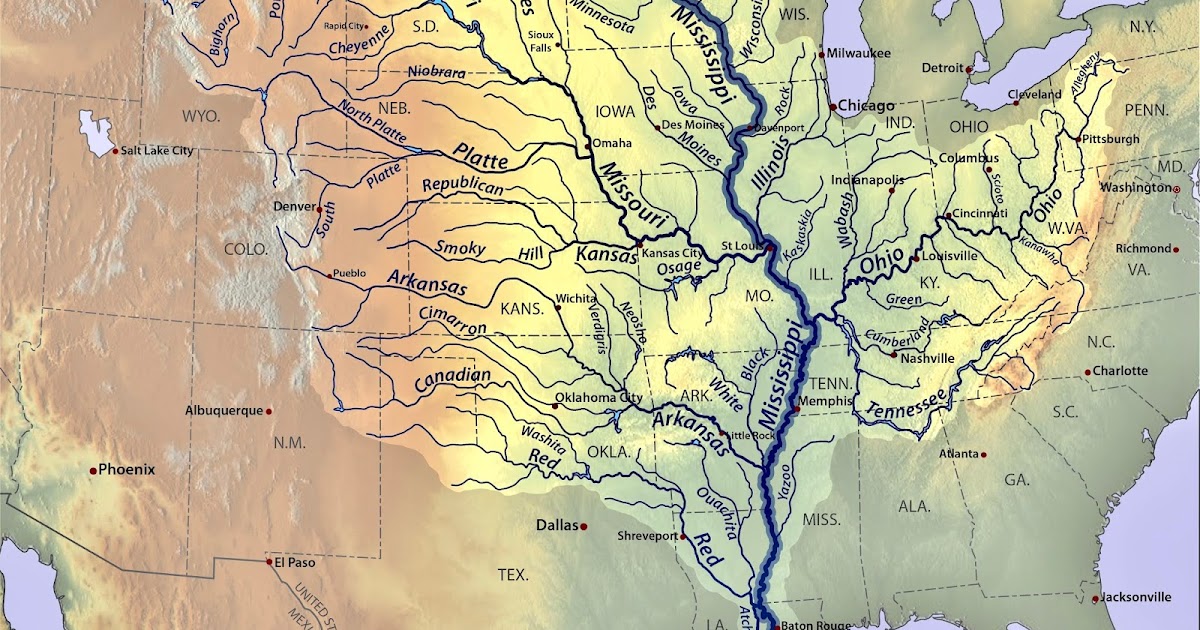 Направление течения колорадо. Река Миссисипи на карте. Бассейн Миссисипи и Миссури. Бассейн реки Миссисипи на карте. Река Миссури на карте Северной Америки.