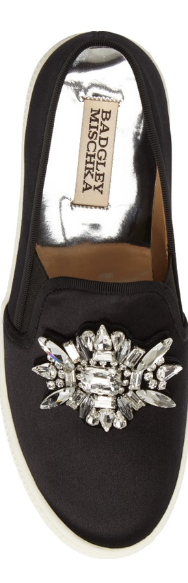 BADGLEY MISCHKA Barre Crystal Embellished Slip-On Sneaker