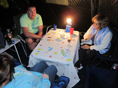 Playing Bohnanza by gas light whilst camping
