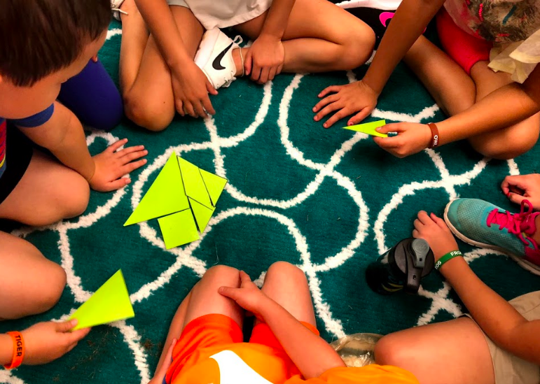 first week of school activities should include teamwork and collaboration (like these tangrams)