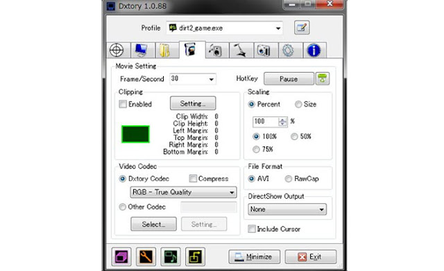 Dxtory - Software Perekam Layar PC Terbaik Windows