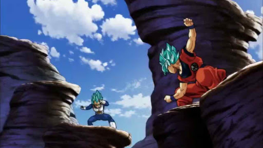 Goku and Vegeta in their trademark pose Goku and Vegeta in their trademark pose