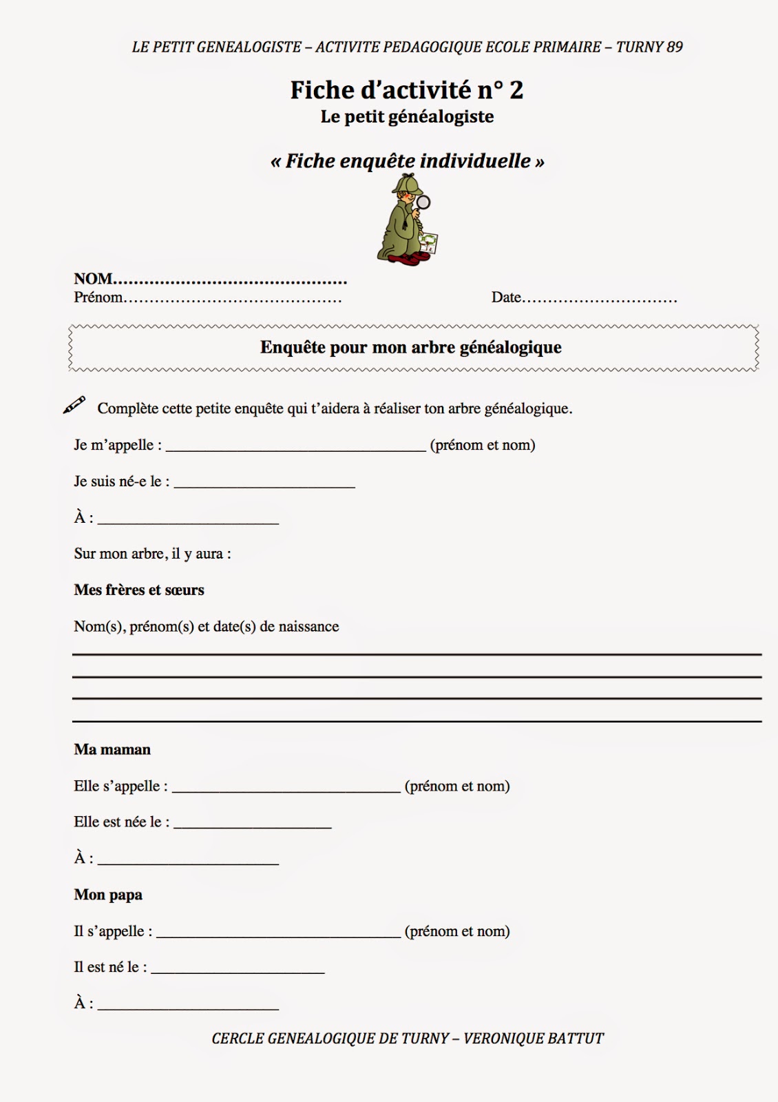 Histoires de Familles Atelier scolaire Ecole primaire "le