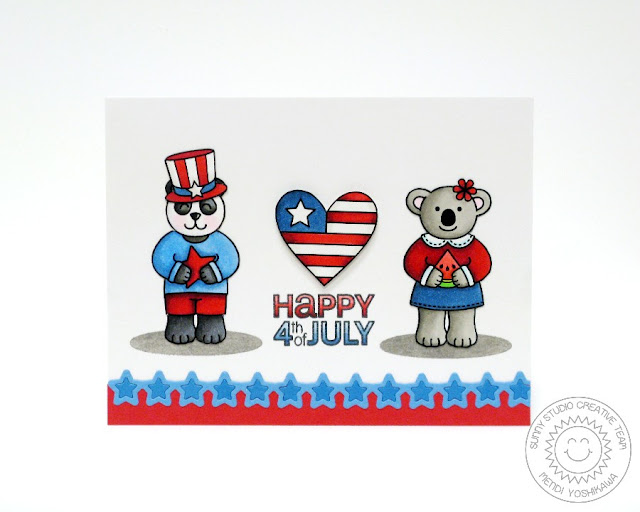 Sunny Studio Stamps: Stars & Stripes Patriotic 4th of July Card by Mendi Yoshikawa