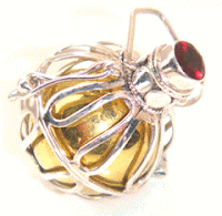 Sterling Silver Harmony Ball with Faceted Garnet Gemstone