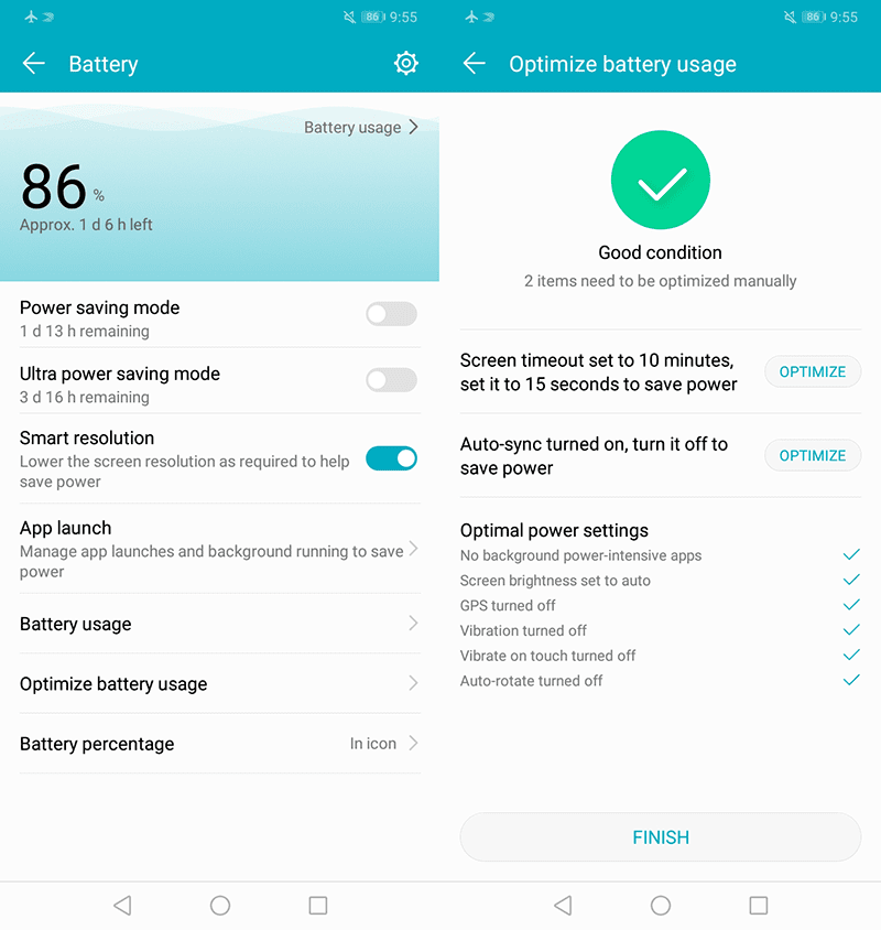 HONOR's power saving options HONOR's power saving options